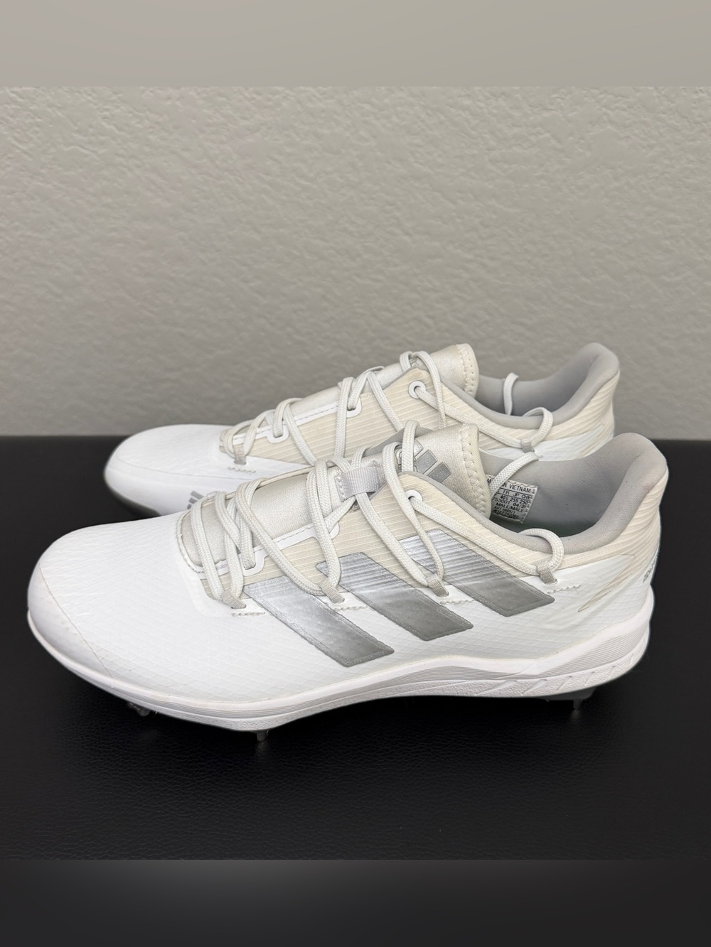 Adidas Adizero Afterburner Metal Baseball Cleats White Silver Men's 7.5 New